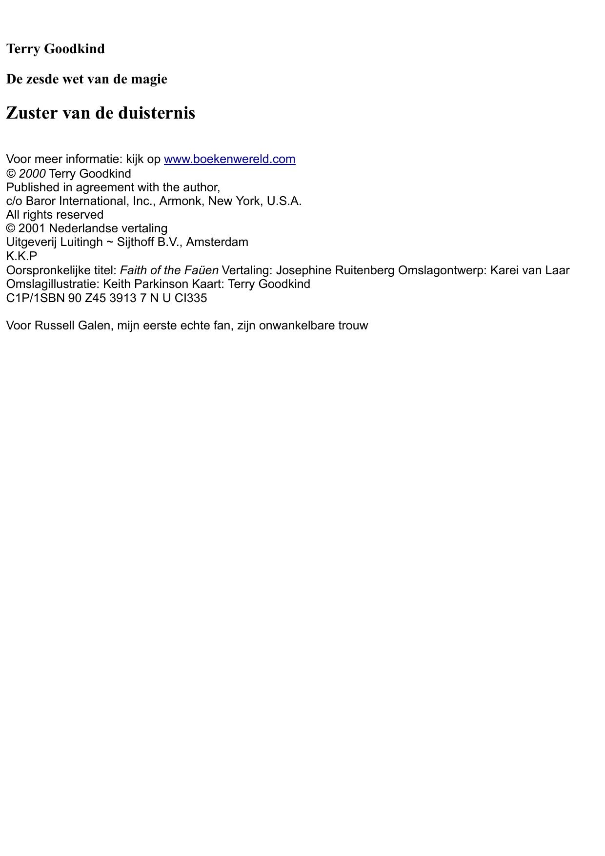 Zuster van de duisternis: de zesde wet van de magie